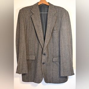 Haggar Imperial Tweed Plaid 100% Wool Textured Blazer Sport Coat Grandpacore 44L